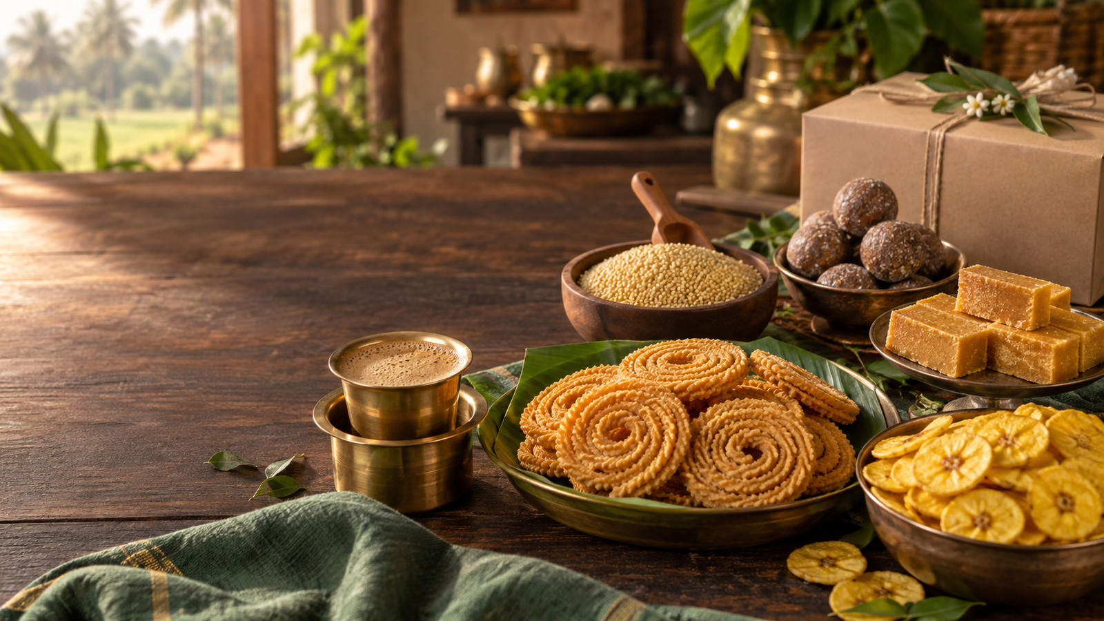 Organic snacks, sweets, millets and filter coffee template preview